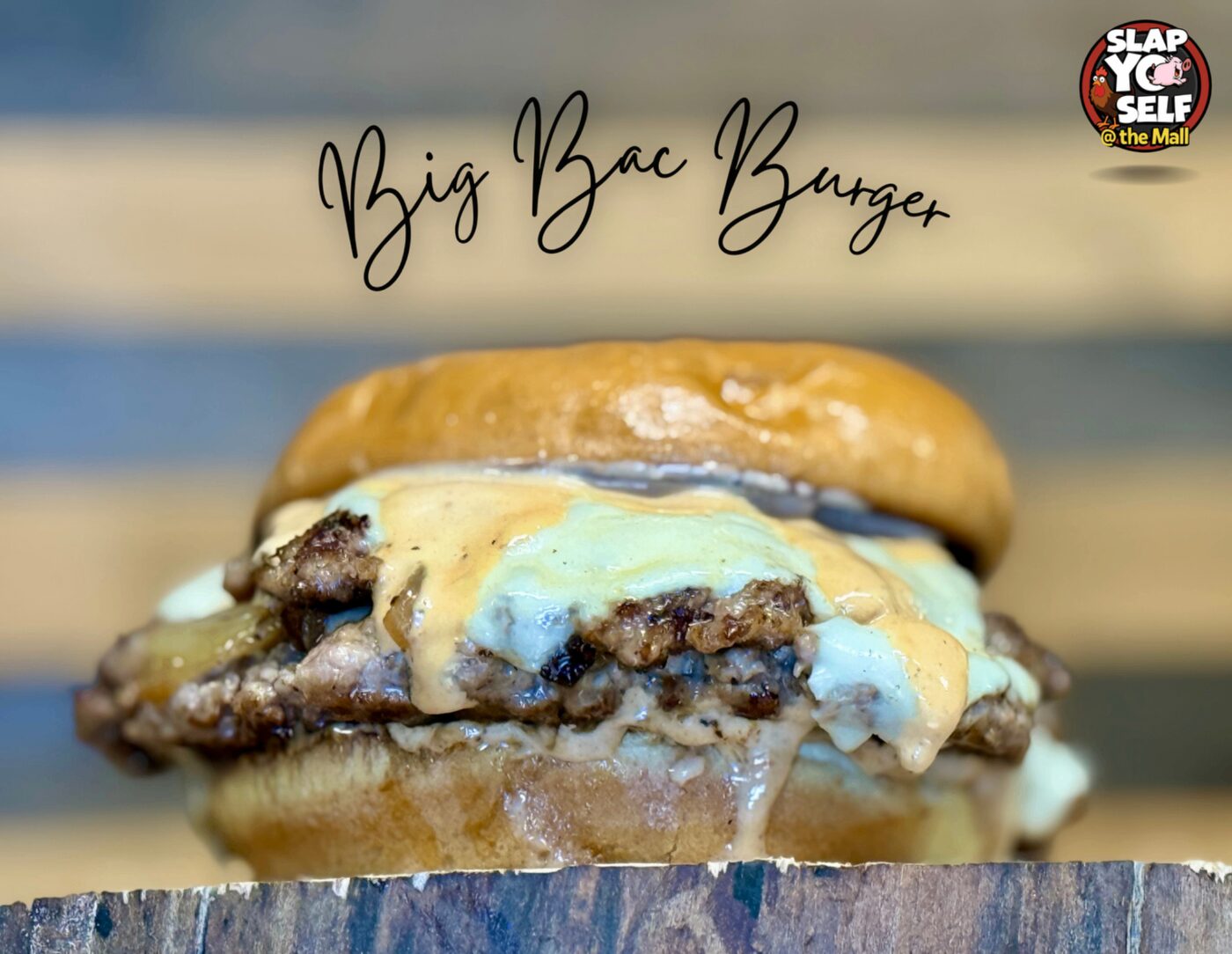 Half-pound hot honey brisket smash burger from Slap Yo Self BBQ in Marion, Ohio